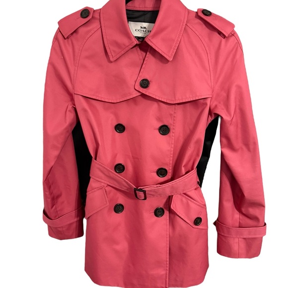 Coach Pink Double-Breasted Trench Coat XS - Picture 11 of 14